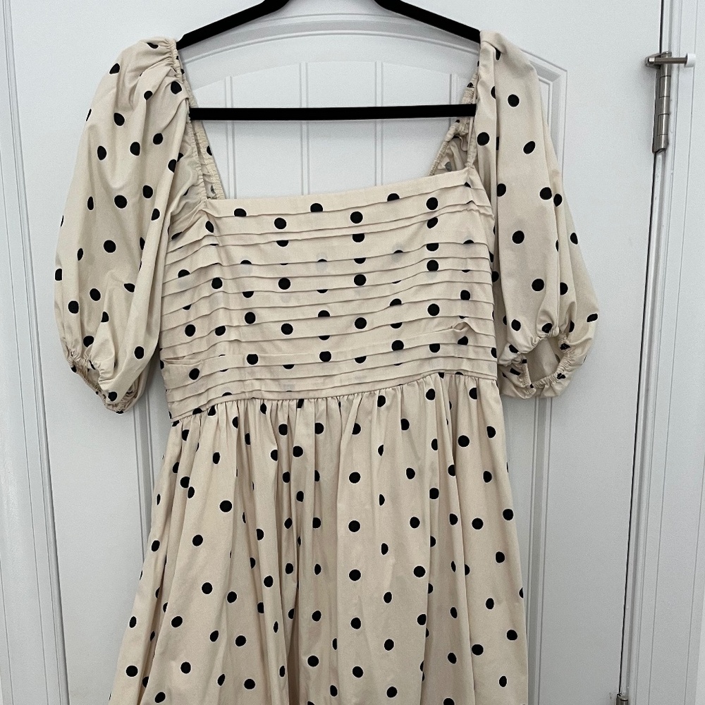 Abercrombie Emerson Dress - Creamy White Black Polka Dot Dress - Size L